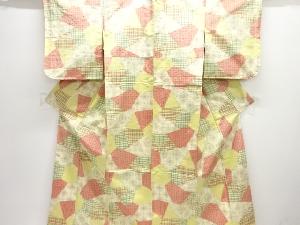 未使用品　切りばめ風　花古典柄織り出し十日町紬着物